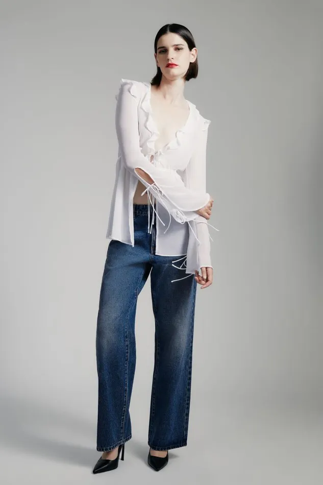 Bardot Party Tops Women Dhalia Frill Blouse In Orchid White Orchid White