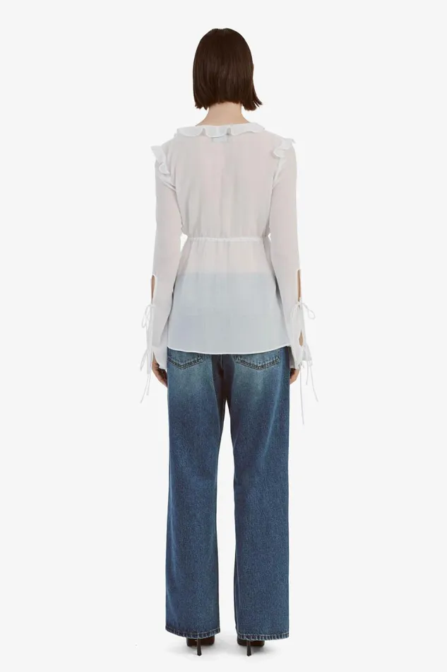 Bardot Party Tops Women Dhalia Frill Blouse In Orchid White Orchid White Bardot Party Tops Women Dhalia Frill Blouse In Orchid White Orchid White