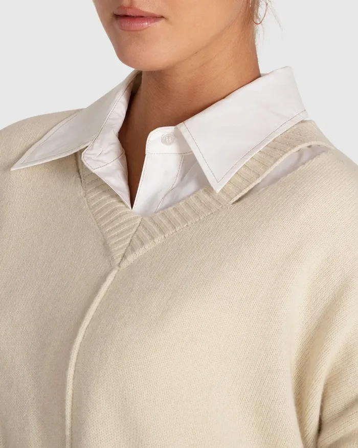 Belle and Bloom Tops Women Wonder Of You Cashmere Blend Oversized Jumper 8211 Cream