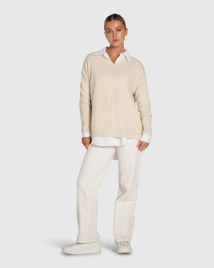 Belle and Bloom Tops Women Wonder Of You Cashmere Blend Oversized Jumper 8211 Cream