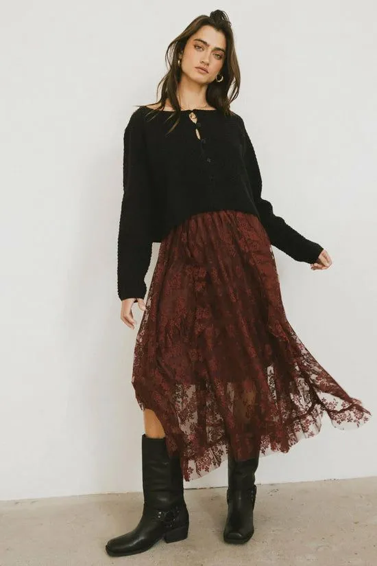 Bohme Elsie Lace Midi Skirt In RedBrown Redbrown Women Skirts