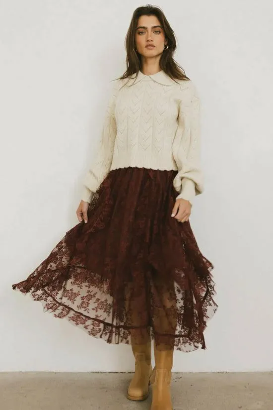 Bohme Elsie Lace Midi Skirt In RedBrown Redbrown Women Skirts