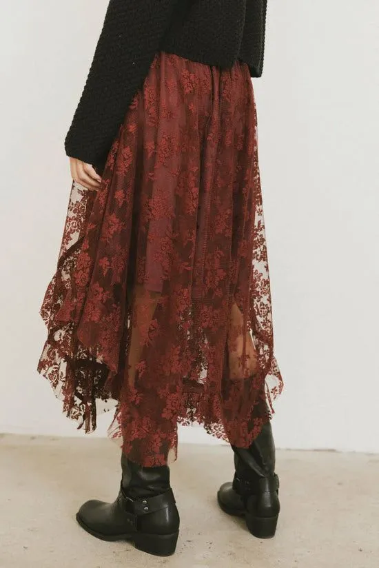Bohme Elsie Lace Midi Skirt In RedBrown Redbrown Women Skirts