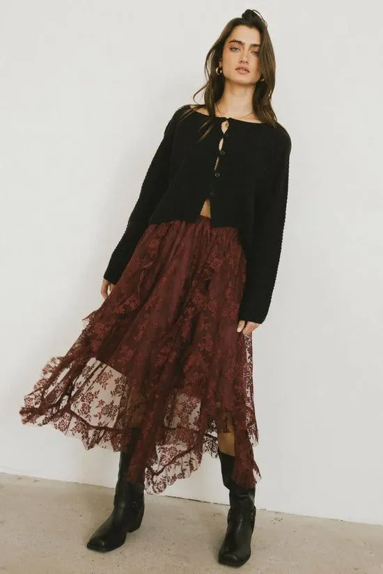 Bohme Elsie Lace Midi Skirt In RedBrown Redbrown Women Skirts
