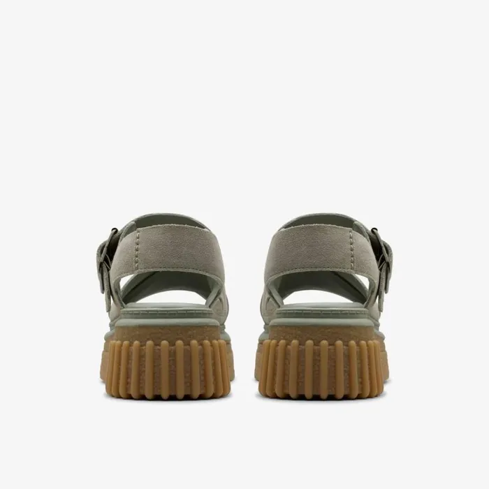 Clarks Evamar Wish Light Green Suede Sandals Light Green Suede Women Flat Sandals