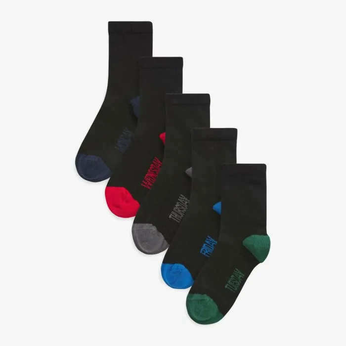 Clarks Kids Unisex Days Of The Week Socks Size 12535 Black Kids Socks and Tights