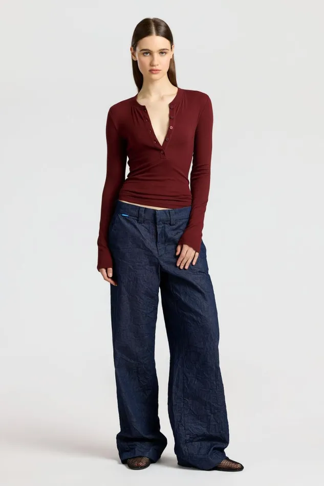 COTTON CITIZEN Verona Henley Red Wine Women Shirts COTTON CITIZEN Verona Henley Red Wine Women Shirts