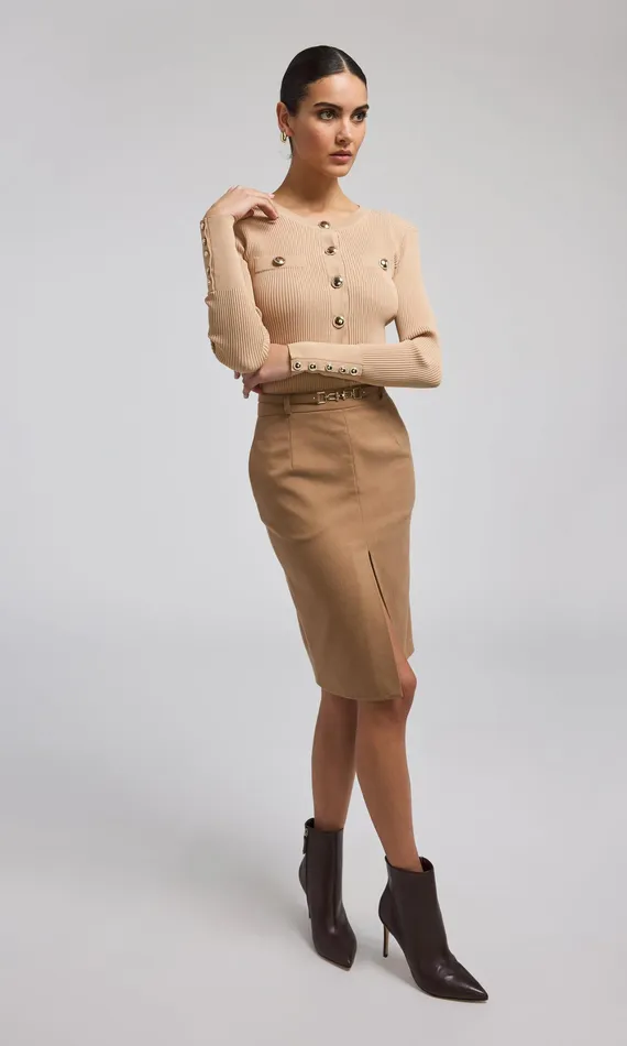 Generation Love Clothing Skirts Women Alayna Suiting Skirt Camel