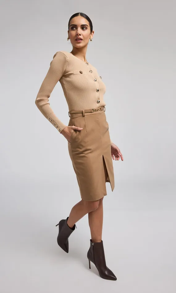Generation Love Clothing Skirts Women Alayna Suiting Skirt Camel