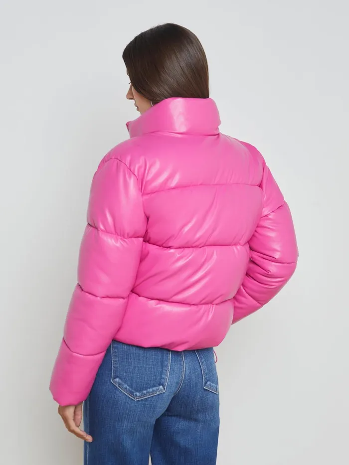 Larsen Vegan Leather Puffer Jacket Deep Pink Women L039Agence Outerwear Larsen Vegan Leather Puffer Jacket Deep Pink Women L039Agence Outerwear