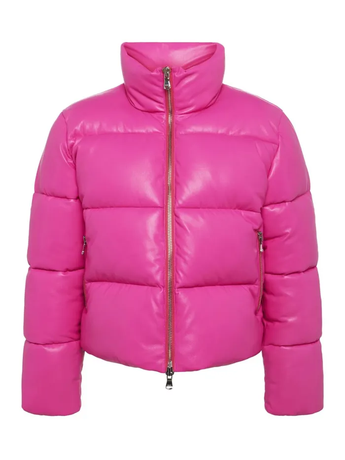 Larsen Vegan Leather Puffer Jacket Deep Pink Women L039Agence Outerwear Larsen Vegan Leather Puffer Jacket Deep Pink Women L039Agence Outerwear