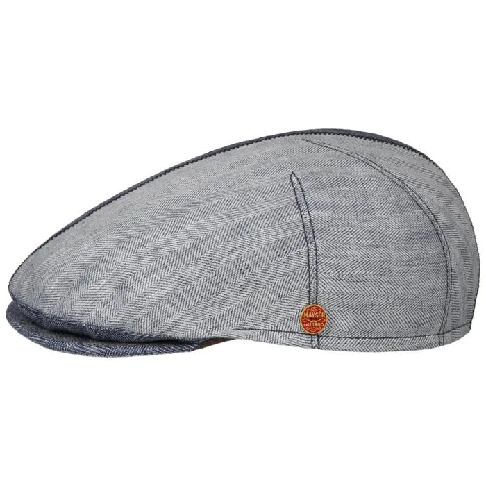 Men Jasper Twotone Linen Flat Cap Blue Mayser Flat Caps