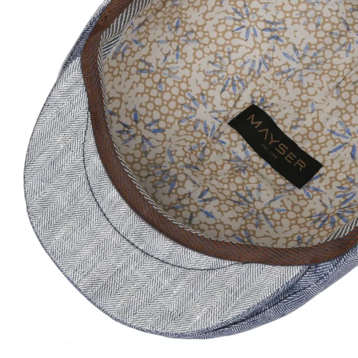Men Jasper Twotone Linen Flat Cap Blue Mayser Flat Caps Men Jasper Twotone Linen Flat Cap Blue Mayser Flat Caps