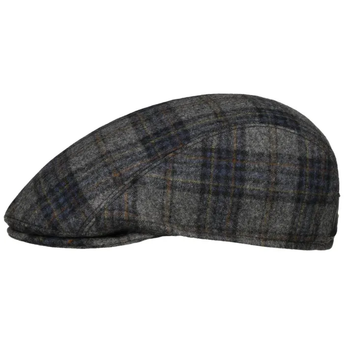 Men Lennart Shetland Check Flat Cap Grayblue Mayser Flat Caps