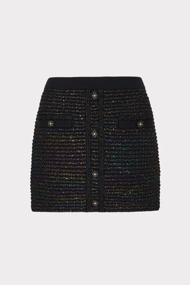 Milly Skirts Women Sequin Textured Knit Mini Skirt Multi