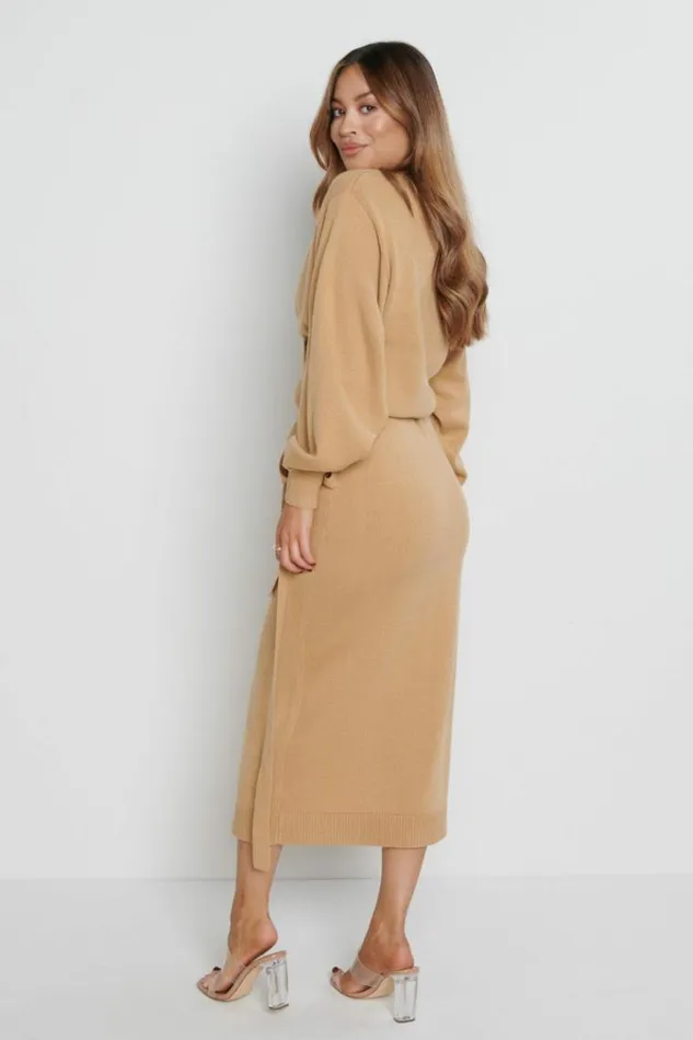 Pretty Lavish Dresses Beau Wrap Midi Dress Brown 8211 Women