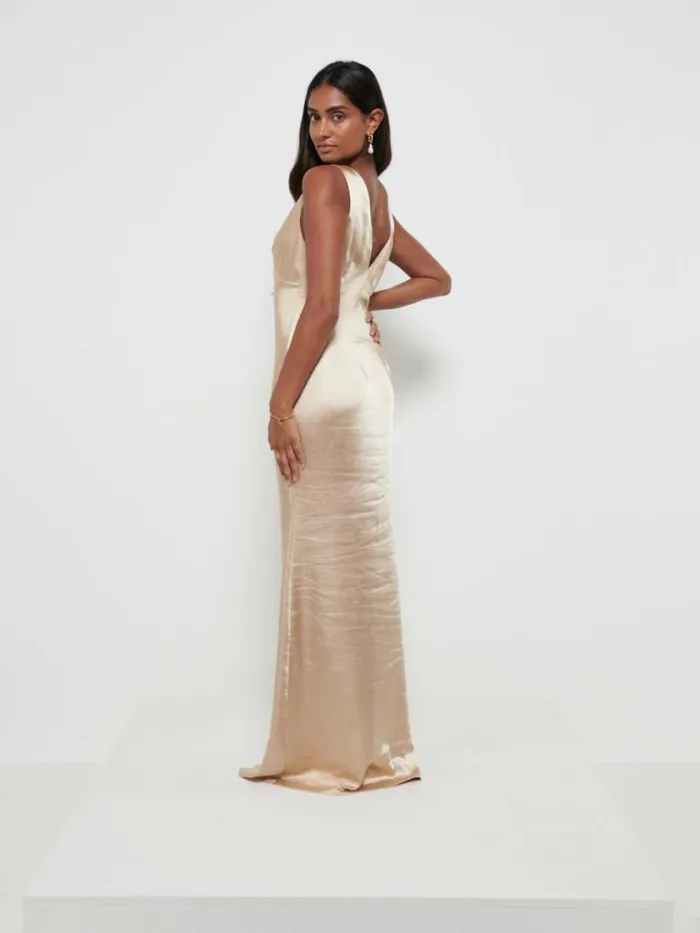 Pretty Lavish Satin Bridesmaid Dresses Piper Maxi Bridesmaid Dress Bronze 8211 Women
