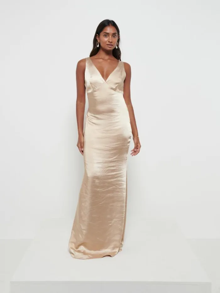 Pretty Lavish Satin Bridesmaid Dresses Piper Maxi Bridesmaid Dress Bronze 8211 Women