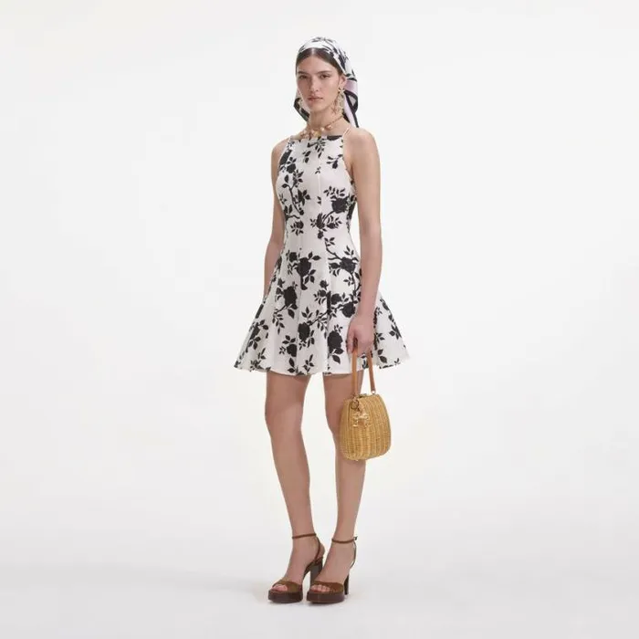 Self Portrait Dresses Floral Print Linen Mini Dress 8211 Women