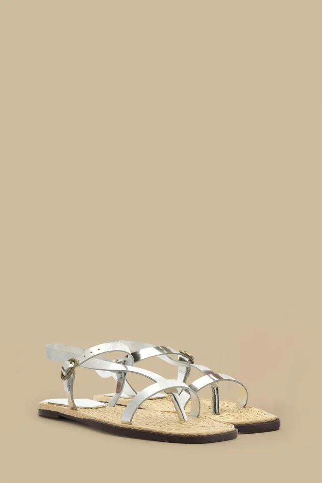Silver Cross Strap Sandal Women FARM Rio Sandals Silver Cross Strap Sandal Women FARM Rio Sandals