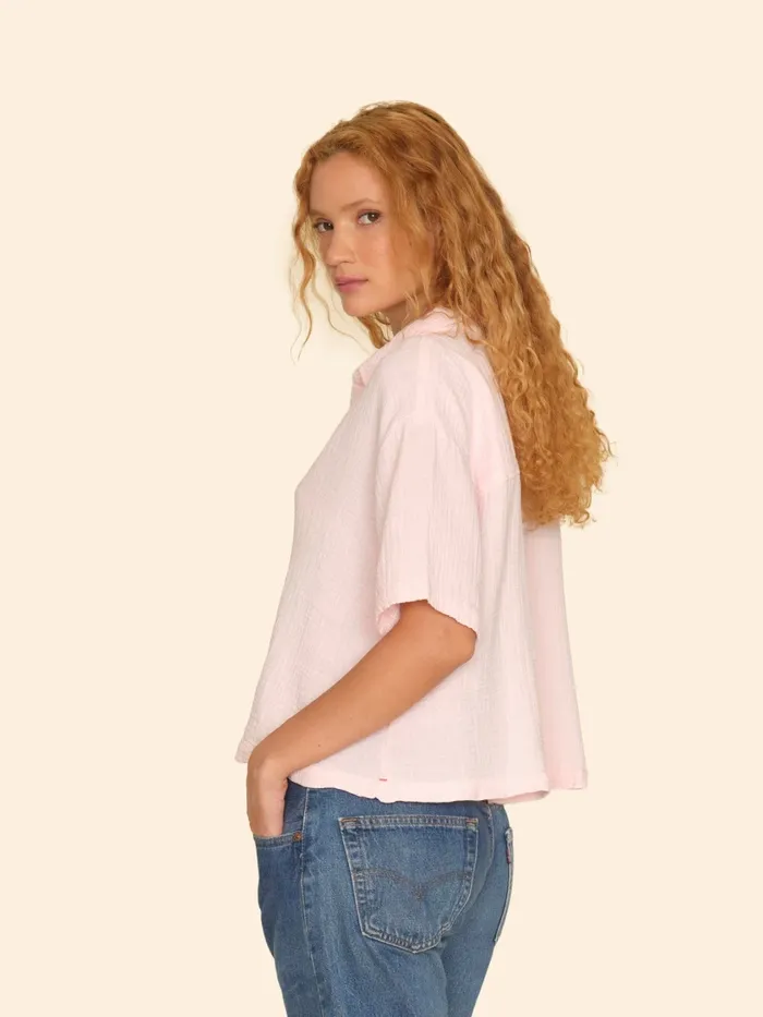 Tops XRENA Women Pink Blush Ansel Gauze Top Tops XRENA Women Pink Blush Ansel Gauze Top