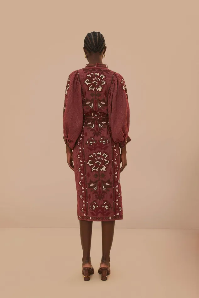 Toucans Scarf Cross Stitch Embroidered Midi Dress Women FARM Rio Midi Dresses Toucans Scarf Cross Stitch Embroidered Midi Dress Women FARM Rio Midi Dresses