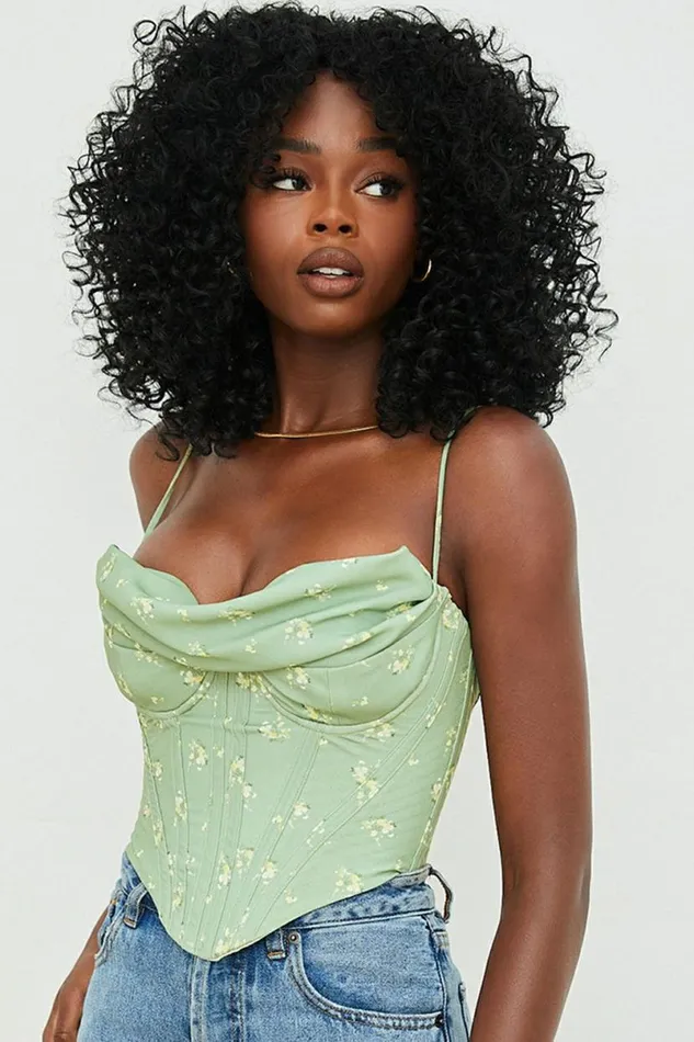 Women Bea Olive Floral Draped Corset House Of CB Corsets Women Bea Olive Floral Draped Corset House Of CB Corsets