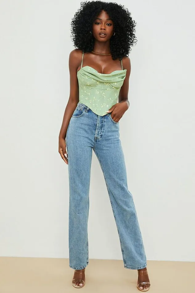 Women Bea Olive Floral Draped Corset House Of CB Corsets Women Bea Olive Floral Draped Corset House Of CB Corsets