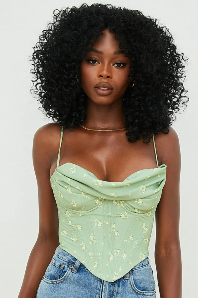Women Bea Olive Floral Draped Corset House Of CB Corsets Women Bea Olive Floral Draped Corset House Of CB Corsets