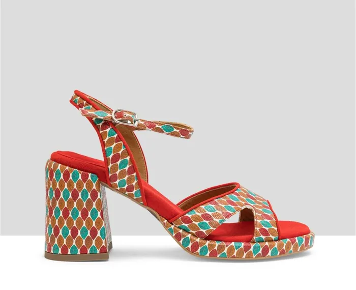 Women High Heel Audley Shoes High Heel Leather Sandal Lena Red