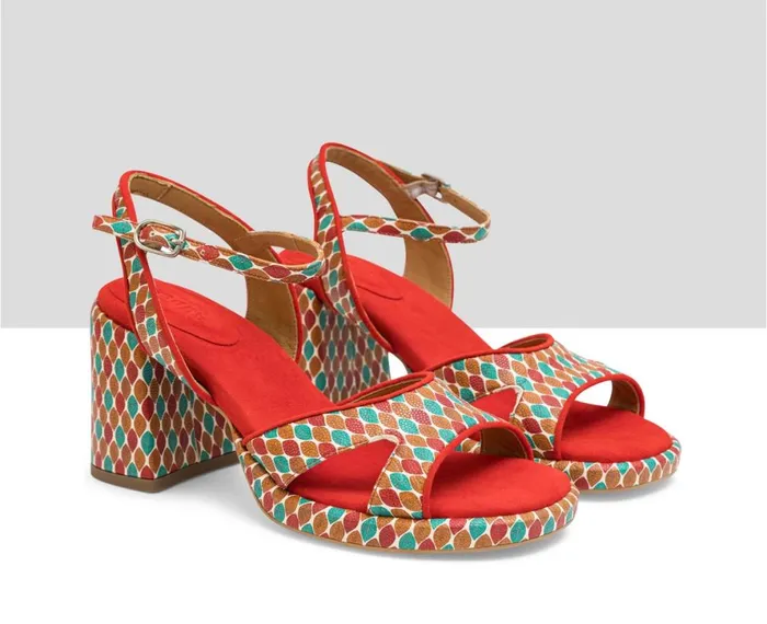 Women High Heel Audley Shoes High Heel Leather Sandal Lena Red