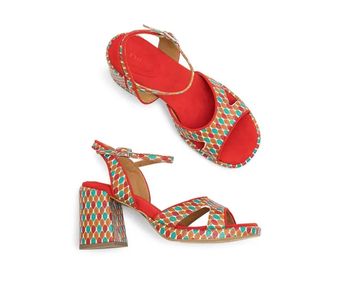 Women High Heel Audley Shoes High Heel Leather Sandal Lena Red