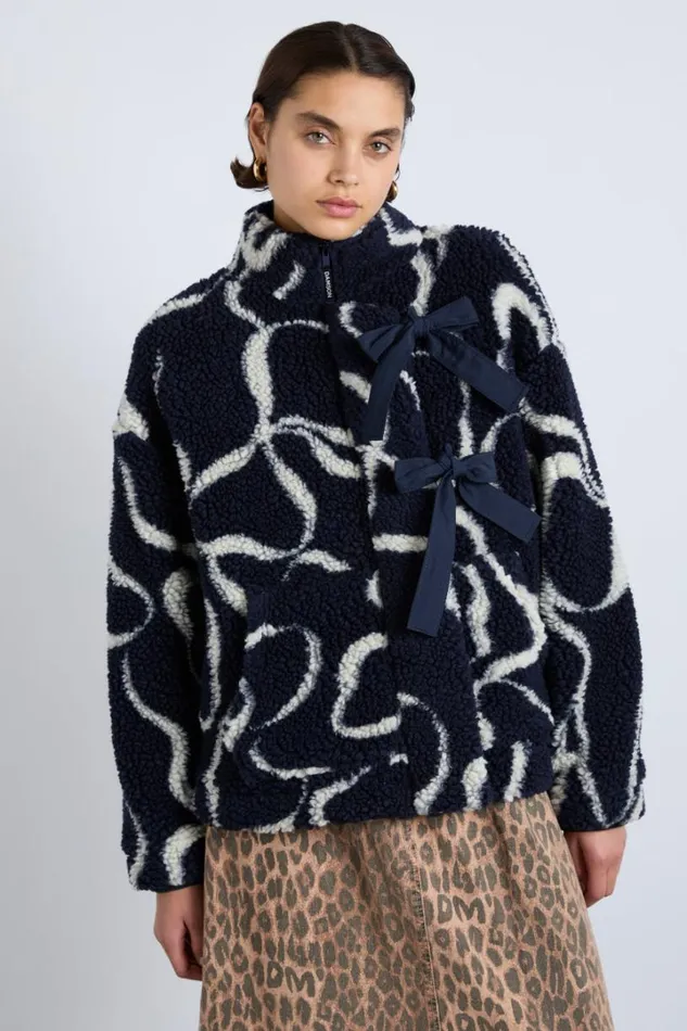 Women Jackets and Coats Damson Madder Ingrid Borg Jacket Navy Bows
