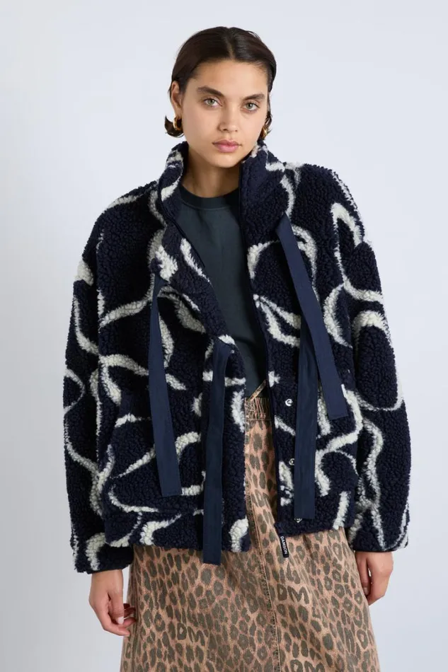 Women Jackets and Coats Damson Madder Ingrid Borg Jacket Navy Bows