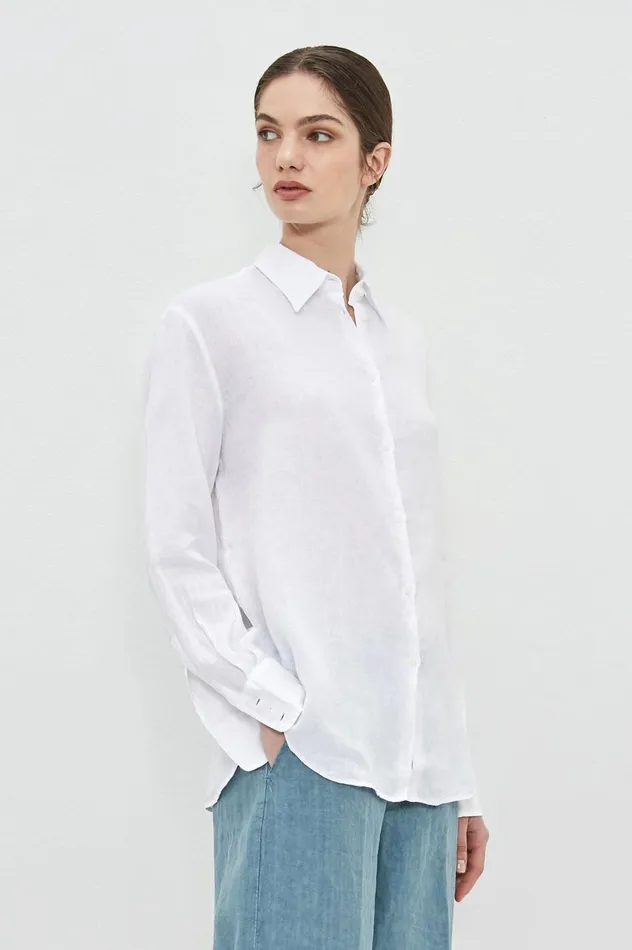 Women SELMA 8211 Linen Shirt 8211 Bianco Massimo Alba Shirts