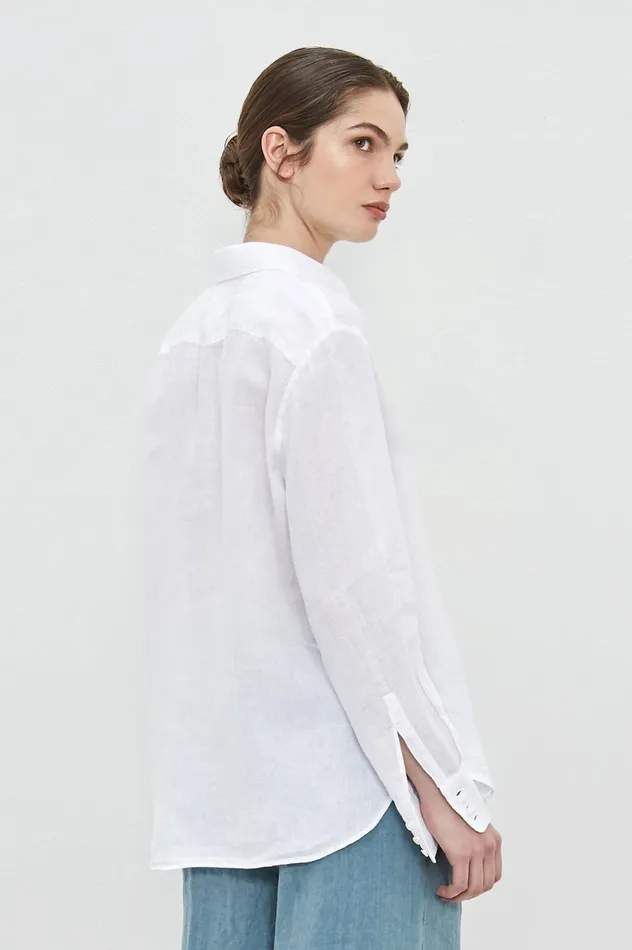 Women SELMA 8211 Linen Shirt 8211 Bianco Massimo Alba Shirts