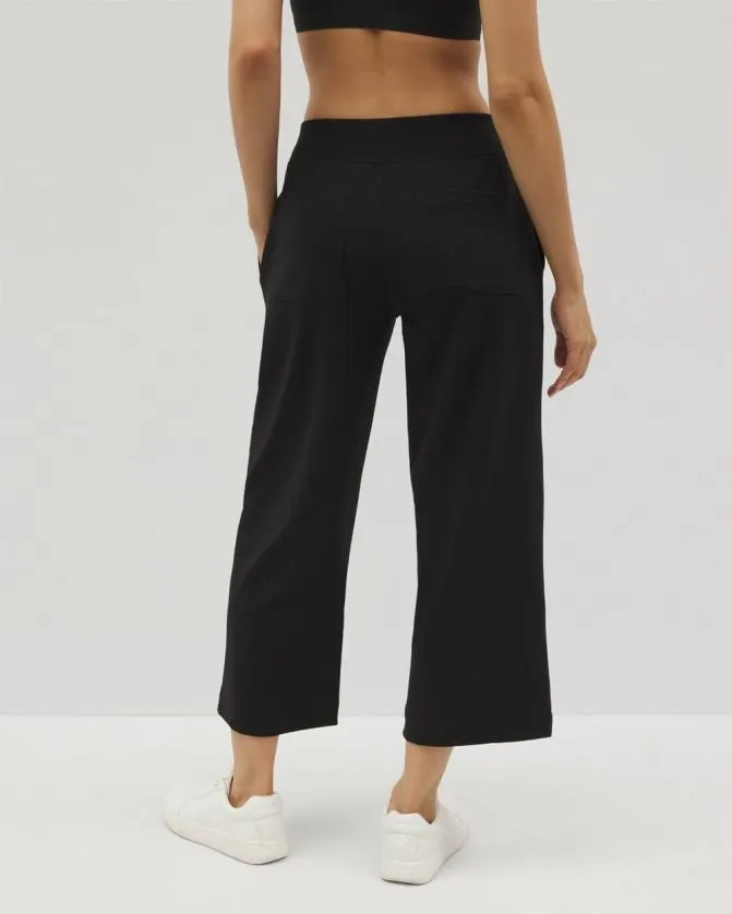 Women Soma Bottoms Essential Terry Wide Leg Crop Pant Black