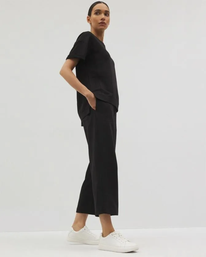 Women Soma Bottoms Essential Terry Wide Leg Crop Pant Black