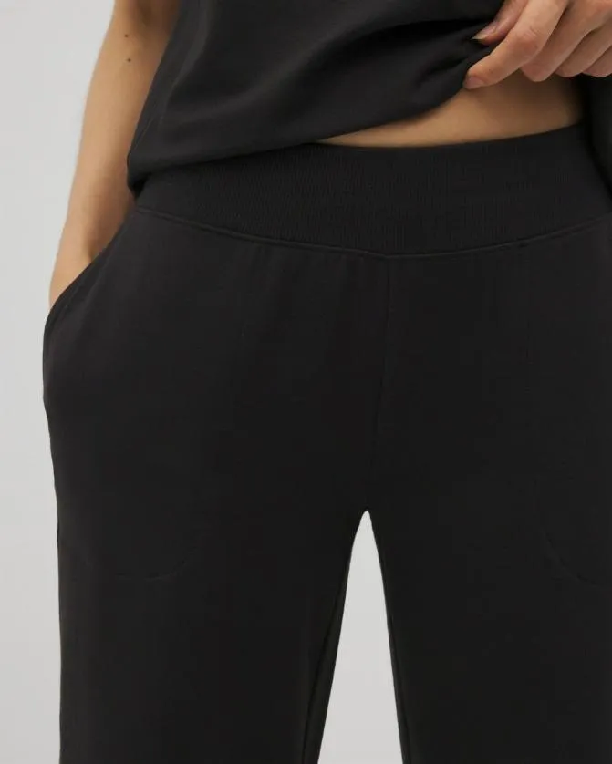 Women Soma Bottoms Essential Terry Wide Leg Crop Pant Black