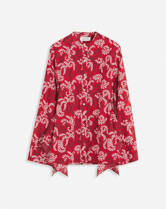 Women Tops Lanvin Printed Shirt In Cotton Voile Carmine Red