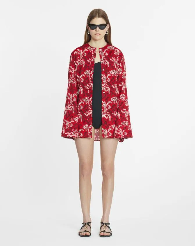 Women Tops Lanvin Printed Shirt In Cotton Voile Carmine Red Women Tops Lanvin Printed Shirt In Cotton Voile Carmine Red