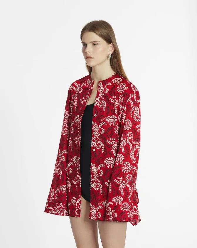 Women Tops Lanvin Printed Shirt In Cotton Voile Carmine Red Women Tops Lanvin Printed Shirt In Cotton Voile Carmine Red
