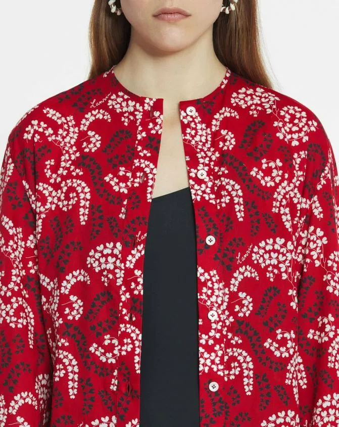 Women Tops Lanvin Printed Shirt In Cotton Voile Carmine Red Women Tops Lanvin Printed Shirt In Cotton Voile Carmine Red