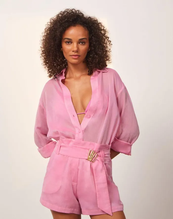 Women ViX Paula Hermanny Tops Lyra Long Sleeve Blouse 8211 Gerbera
