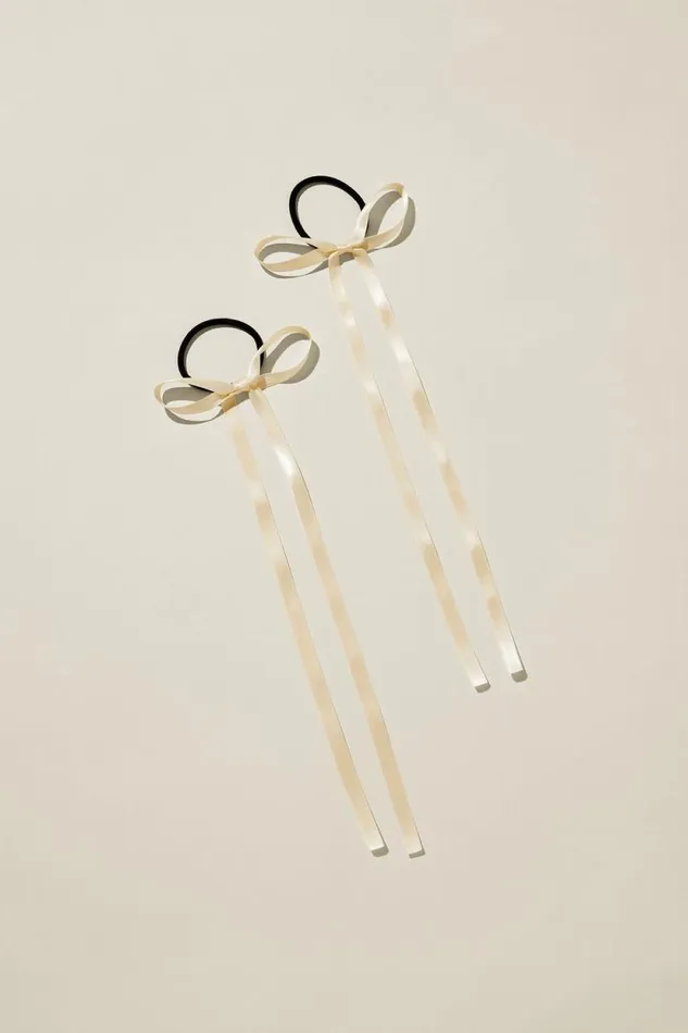 2Pk Poppy Hair Bows Ecru Women Cotton On Hair Accessories