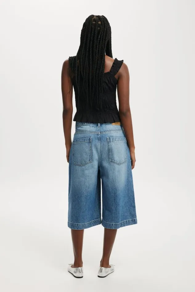 90 S Baggy Denim Jort Azure Blue Women Cotton On Shorts and Skirts