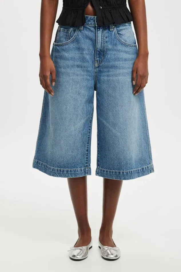 90 S Baggy Denim Jort Azure Blue Women Cotton On Shorts and Skirts