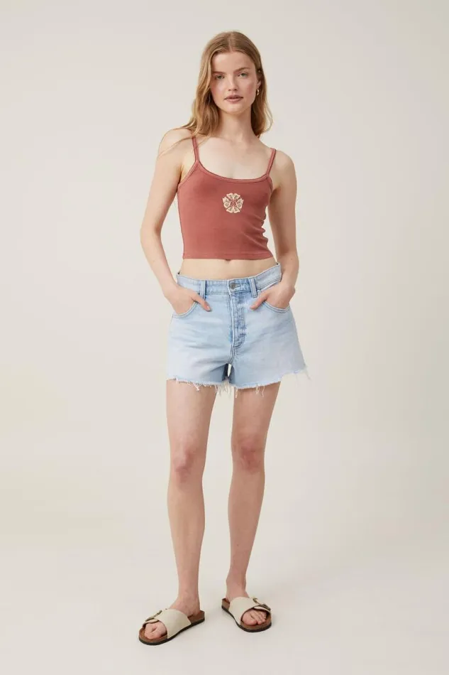 90 S Graphic Strappy Cami Butterfly Kissesdark Sepia Women Cotton On Tops
