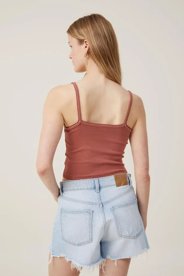 90 S Graphic Strappy Cami Butterfly Kissesdark Sepia Women Cotton On Tops