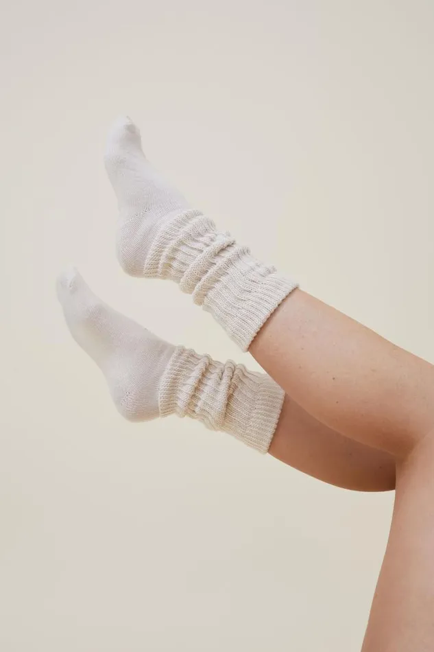 90 S Scrunch Sock Ecru Women Cotton On Socks